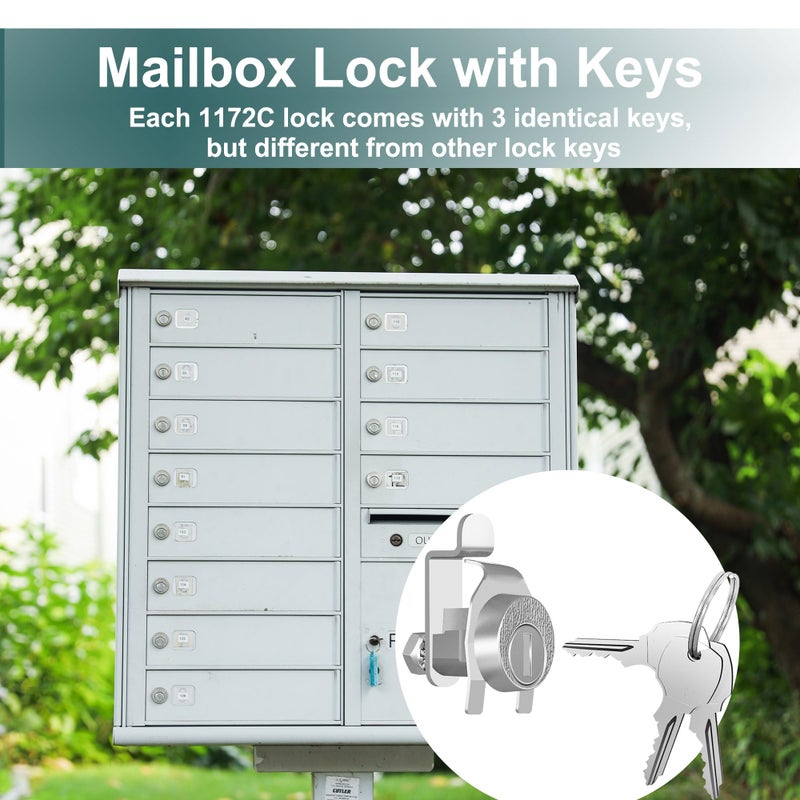 Yqwwda 3 Pcs Mailbox Lock, National L-1172C Mailbox Lock Replacement for C9100 Mailbox Key Lock with 3 Keys and C7120 Cam, Nickel Finish - Image 5